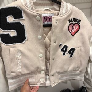 Cream Varsity Jacket